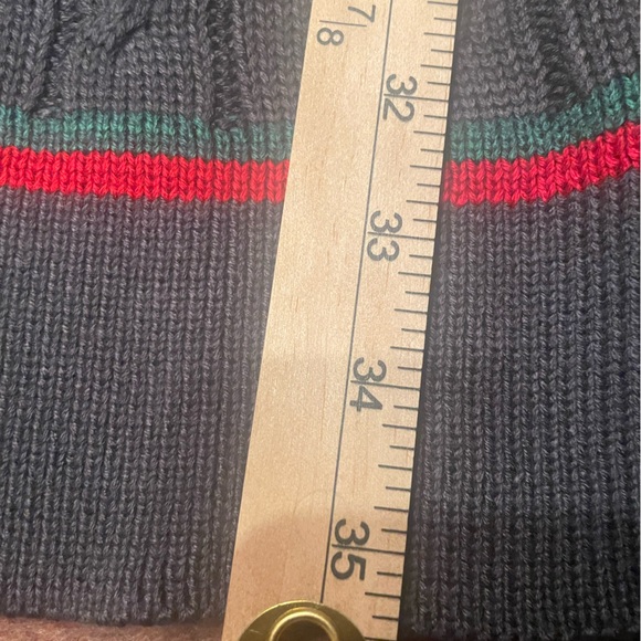 Gucci Charcoal Wool Scarf with Red and Green Stripes - Picture 4 of 4